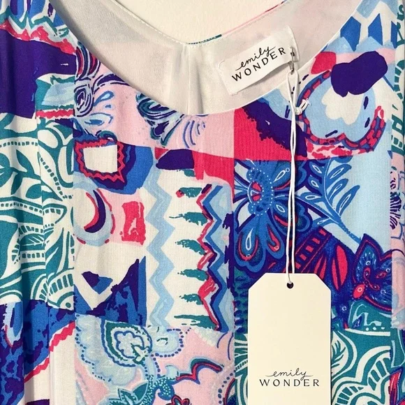 Emily Wonder Maxi Dress Pink and blue Floral spaghetti strap dress size M NWT - Picture 2 of 7